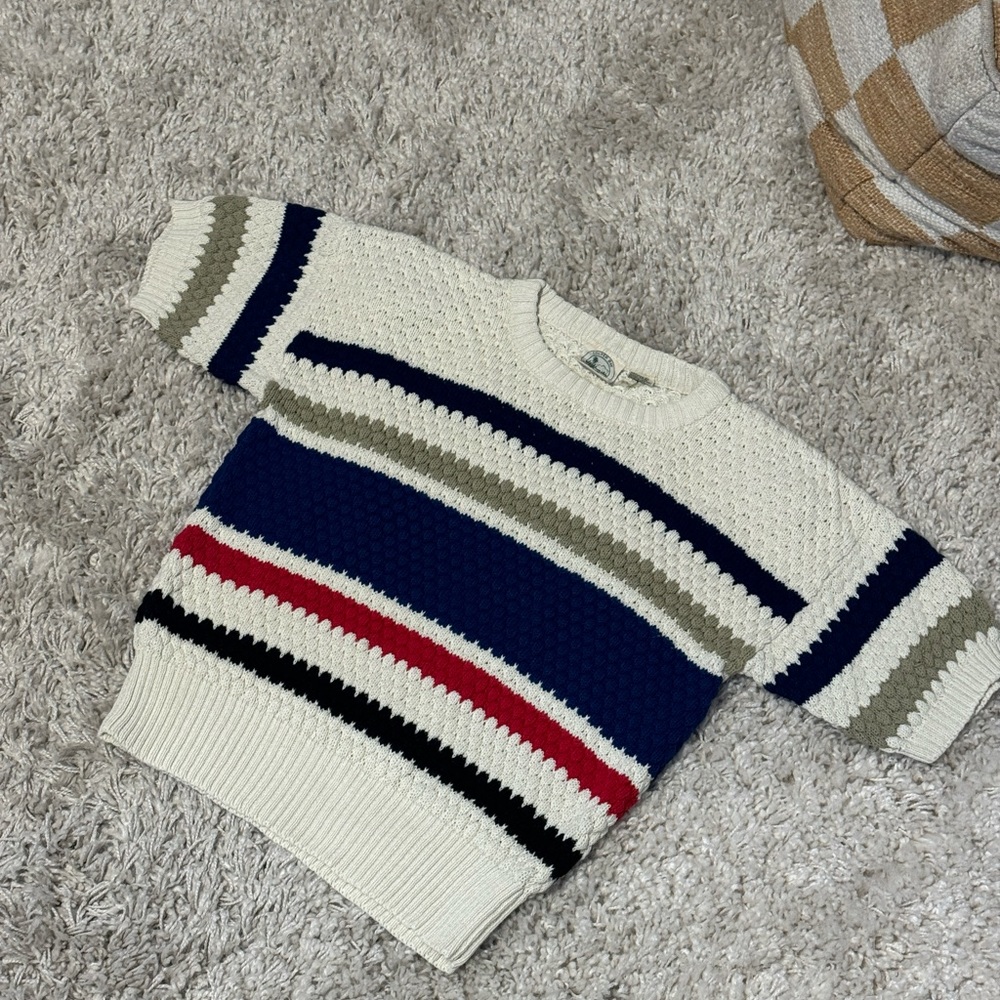 Colter Bay 1980s Vintage Short Sleeve Top Shirt Sweater Striped Cute Hip